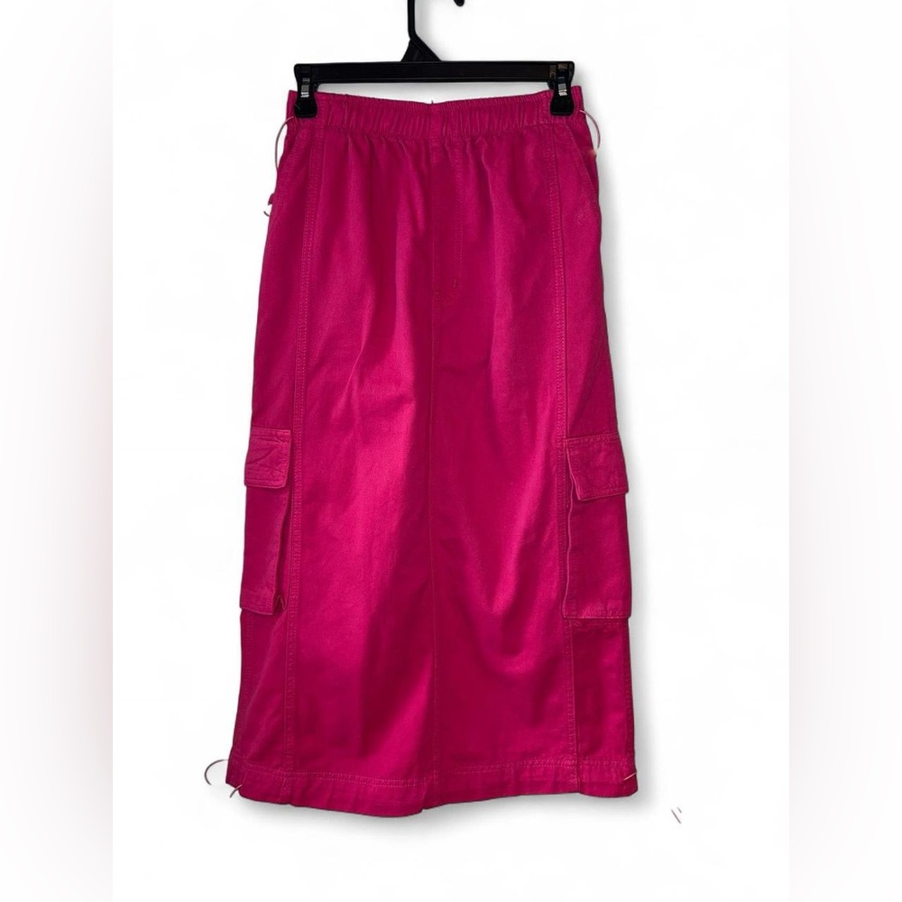 Y2K Pink Cargo Midi Skirt SilkRoad‎ Daughters US 4 Utility Style Cotton Pockets